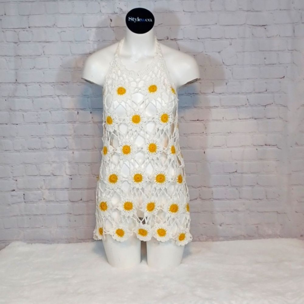 Clothing Obessed Company  Sunflower  Open Crochet  Halter Dress‎  3XL Curvy NWT
